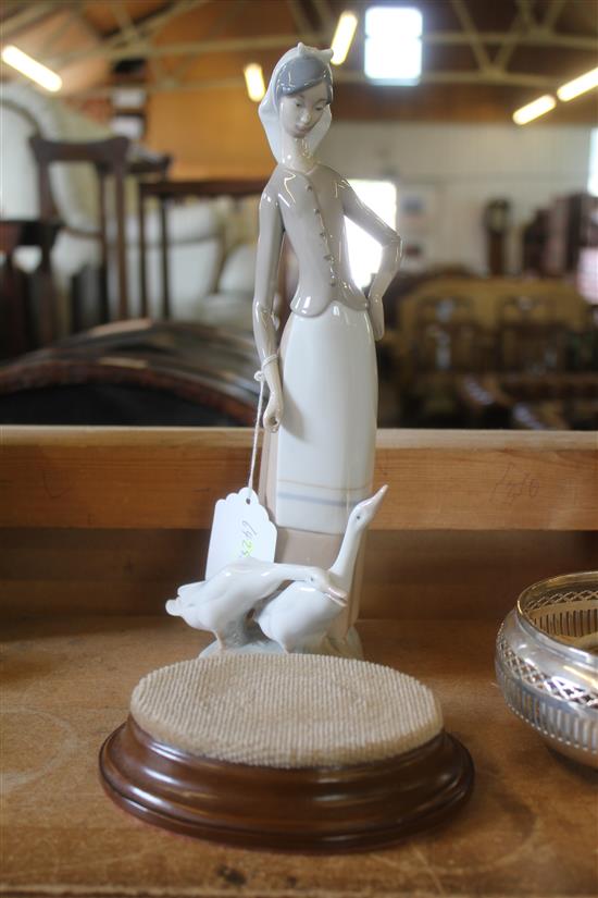 Lladro group of a girl with geese(-)
